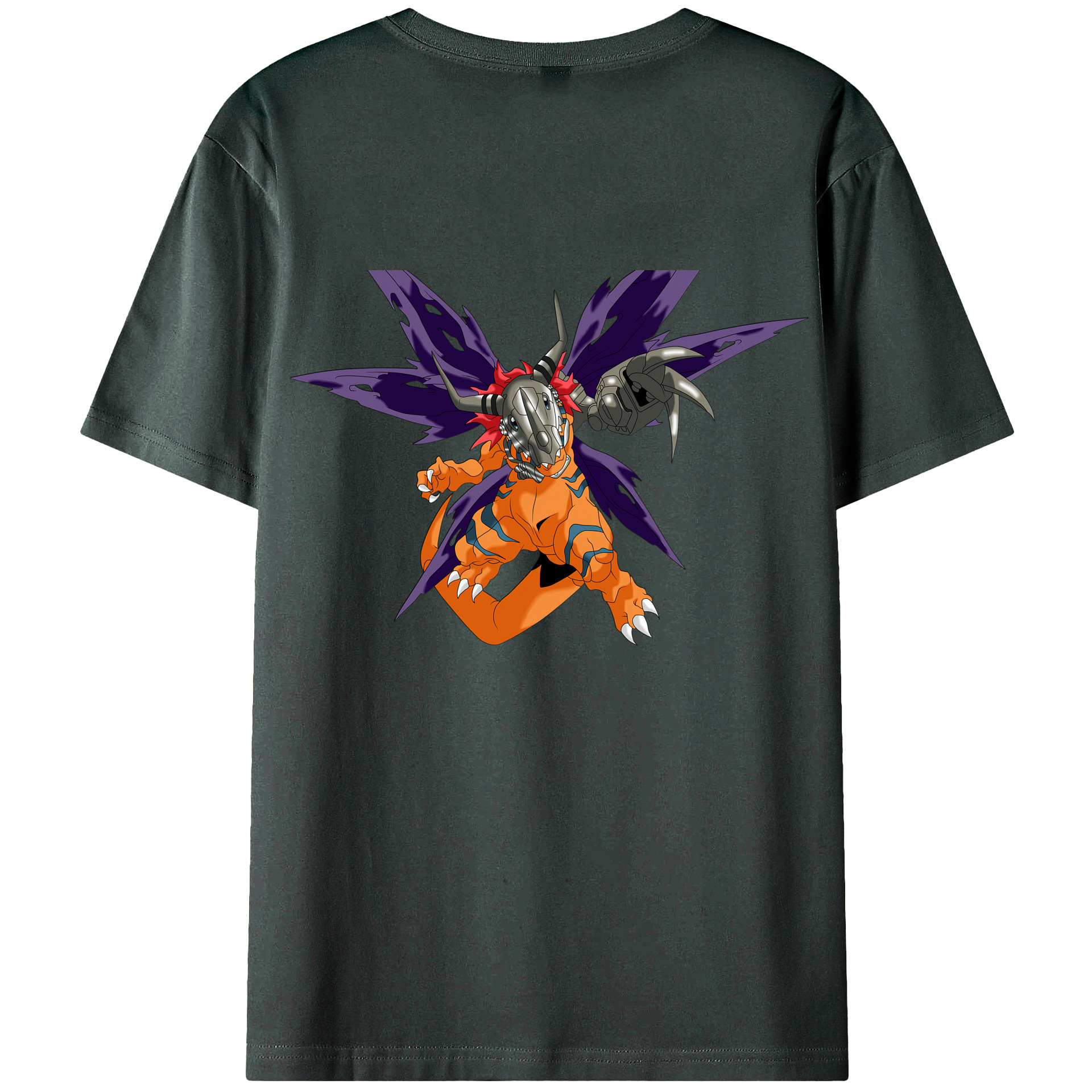（画像用） Digimon デジタルモンスター/デジモン 綿100％ メンズ半袖Tシャツ（バックプリント） 通気性